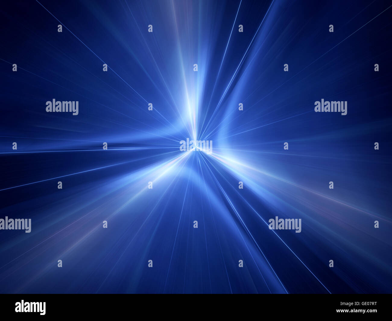 Blue glowing interstellar jump in space, computer generated abstract background Stock Photo