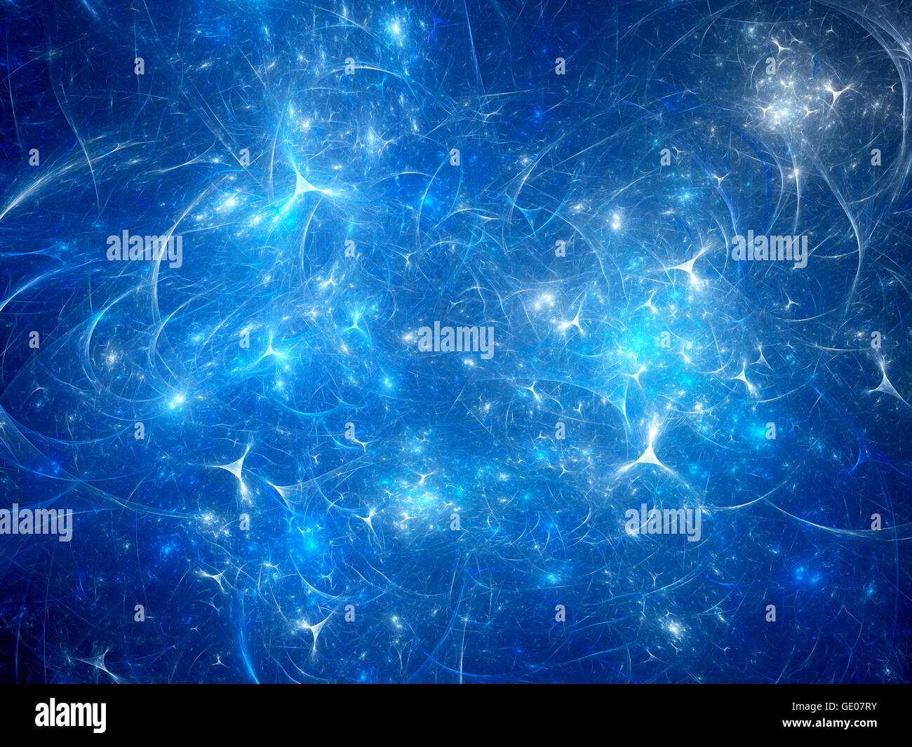 Blue glowing synapses, computer generated abstract background Stock Photo