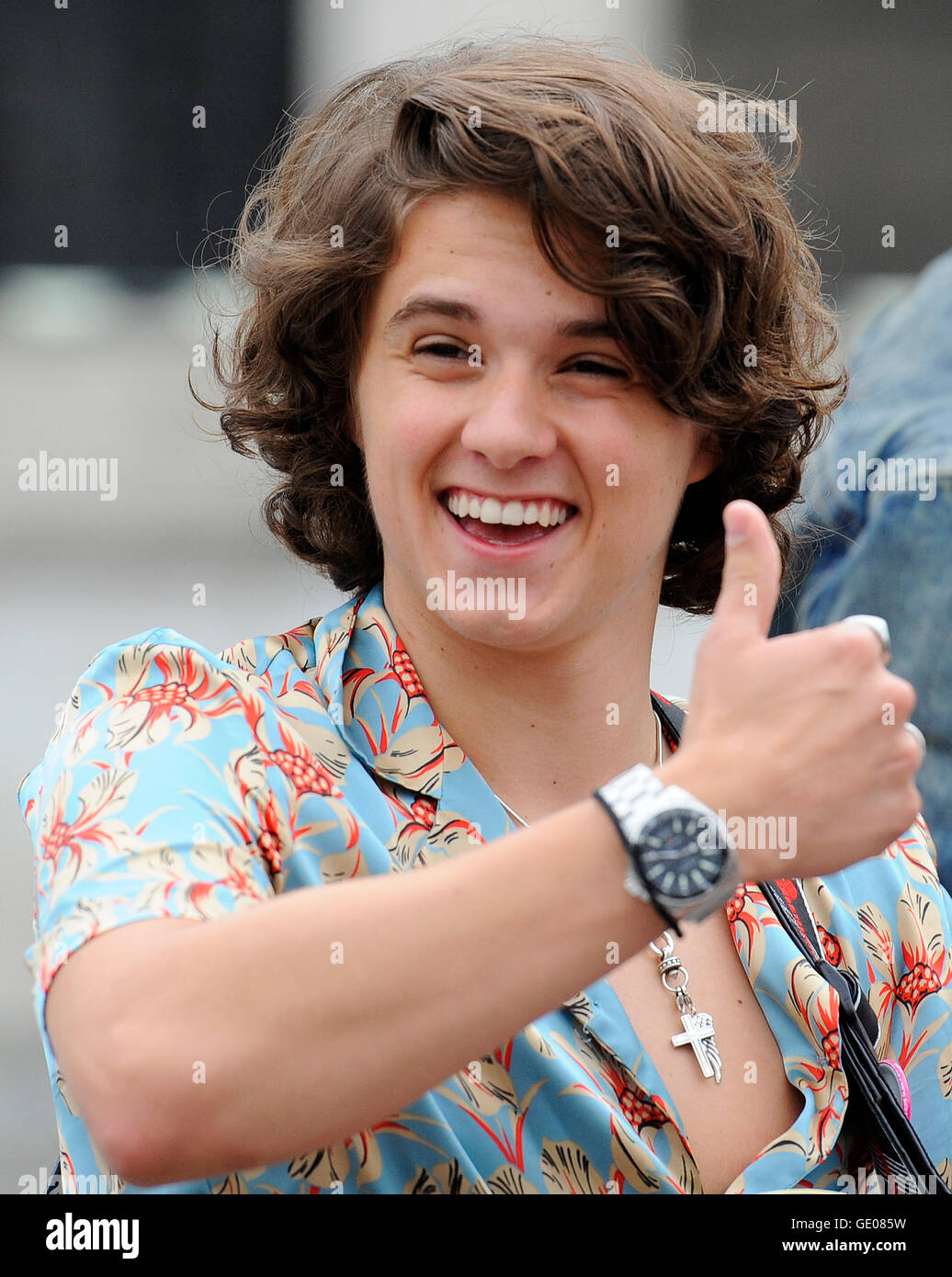 Bradley Simpson of The Vamps as the Mayor of London Sadiq Khan launched  International Busking Day at Trafalgar Square in London Stock Photo - Alamy