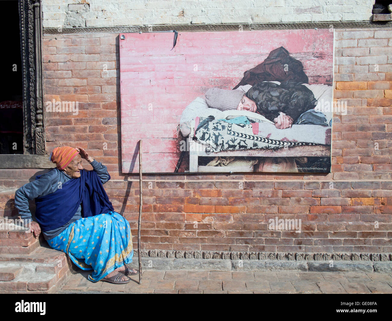 Dutch / Nepali Art and Photo exhibition in Pashupatinath Elderly Home in Kathmandu. Stock Photo