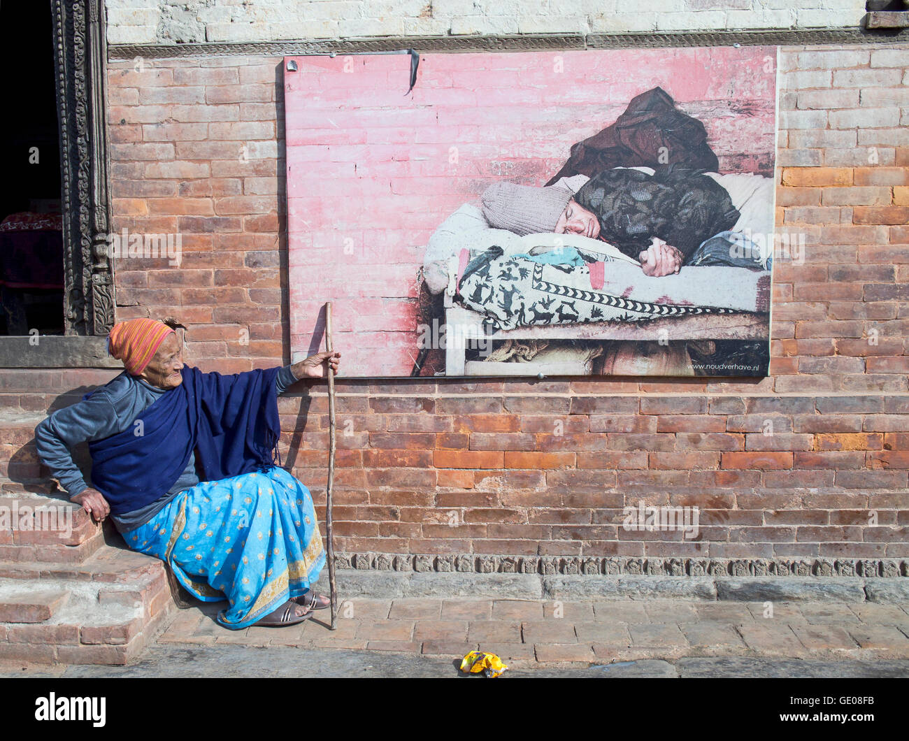 Dutch / Nepali Art and Photo exhibition in Pashupatinath Elderly Home in Kathmandu. Stock Photo