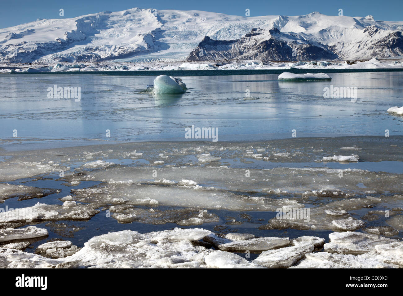 geography / travel, Iceland, Eastern Iceland, Jökulsarlon, glacial lagoon, Additional-Rights-Clearance-Info-Not-Available Stock Photo