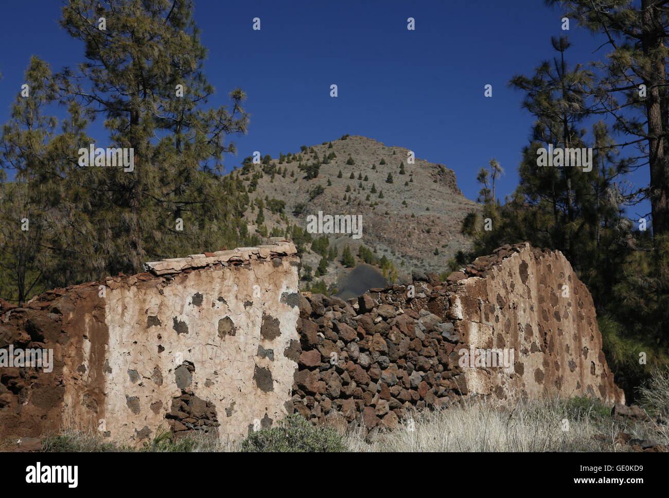 The Paisaje Lunar on the Island of Tenerife on the Islands of Canary Islands of Spain in the Atlantic. Stock Photo