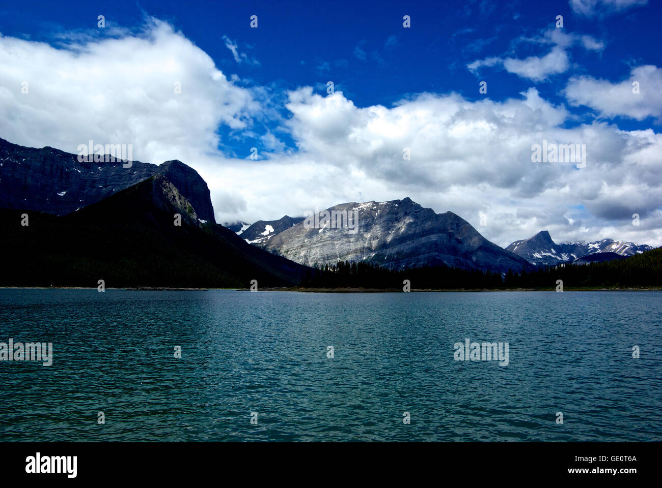Upper Kananaskis Lake Rocky Mountains Alberta Canada mountain vista provincial park Stock Photo