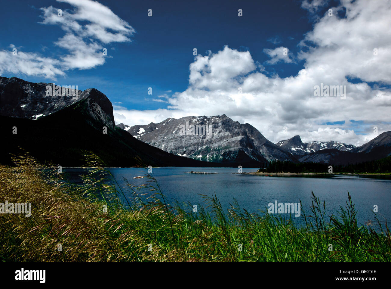 Upper Kananaskis Lake Rocky Mountains Alberta Canada mountain vista provincial park Stock Photo