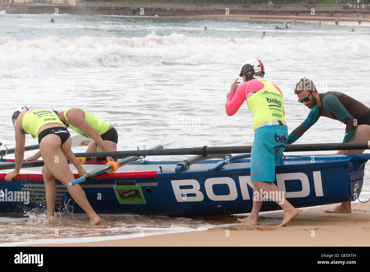 Traditional surf boat racing in the Ocean thunder series at Dee why