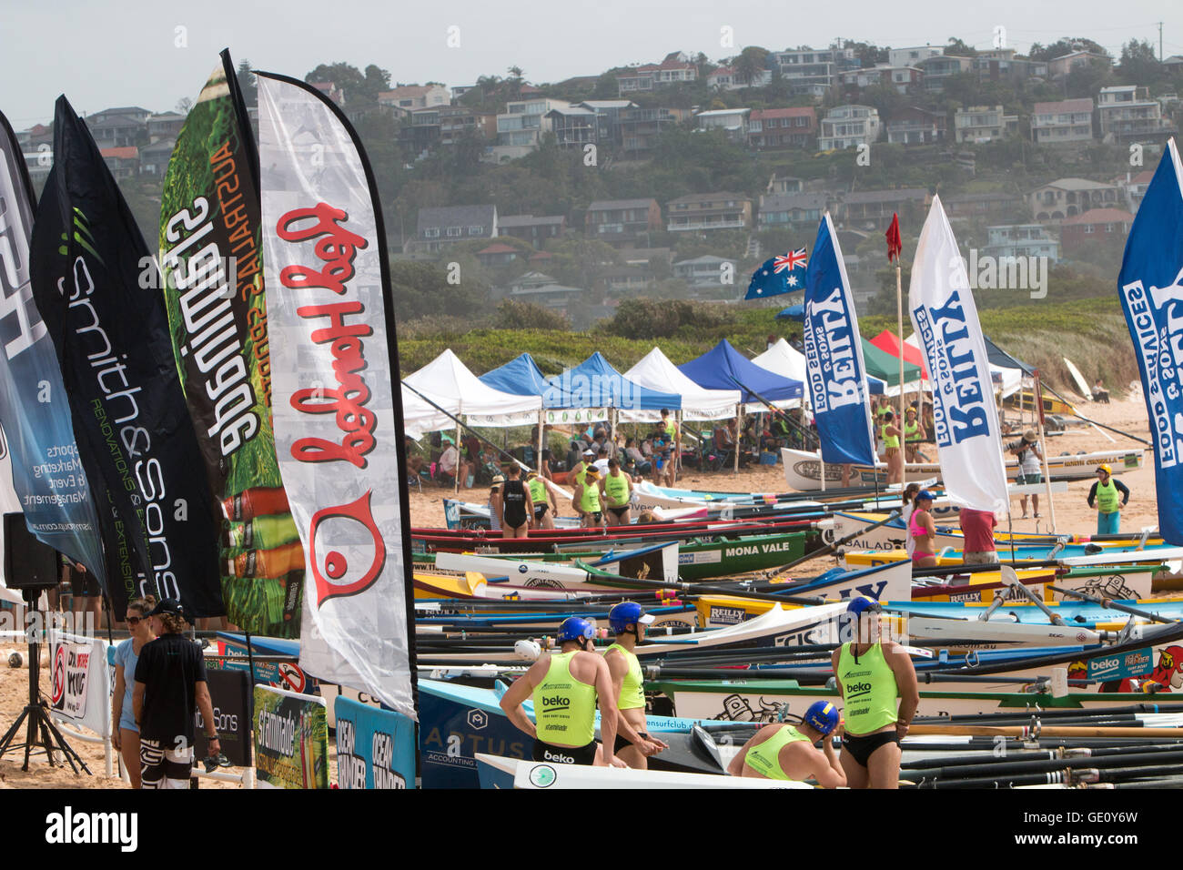 Traditional surf boat racing in the Ocean thunder series at Dee why