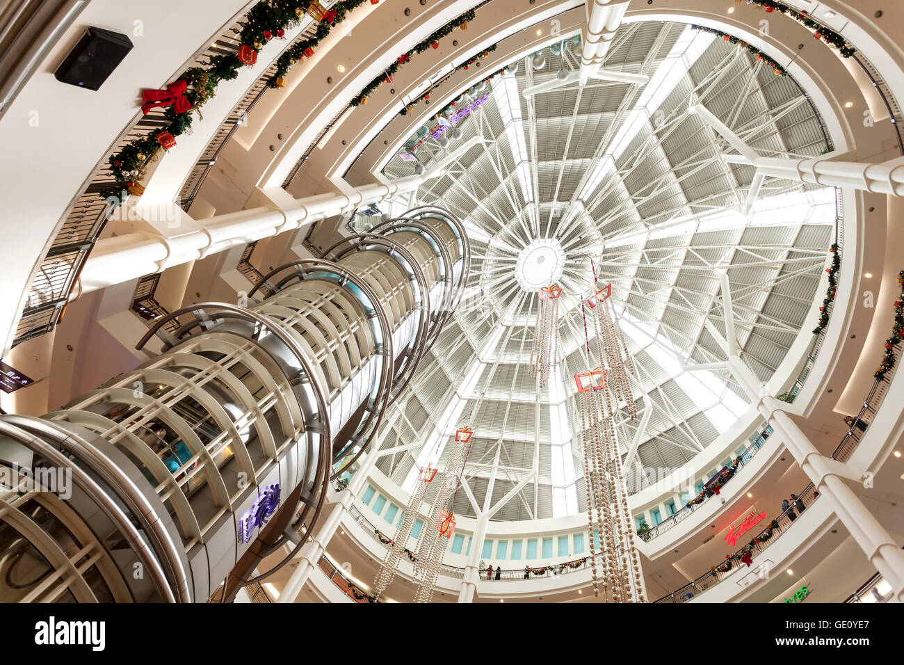 Christmas time in Suria KLCC, Malaysia's premier shopping mall with 6 levels of retail outlets and more than 320 stores. Stock Photo