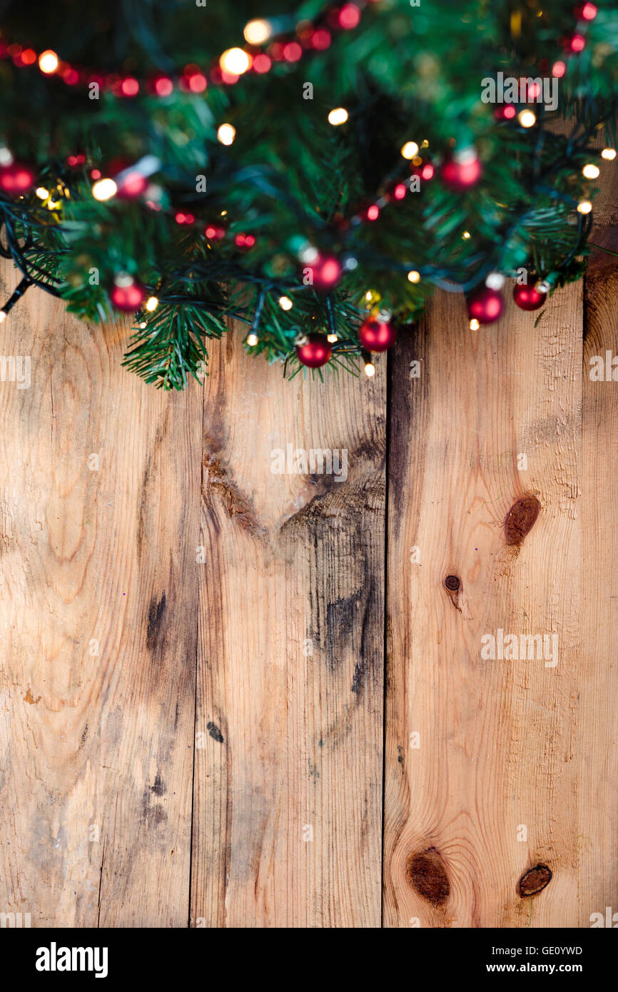 Christmas tree on wooden background Stock Photo