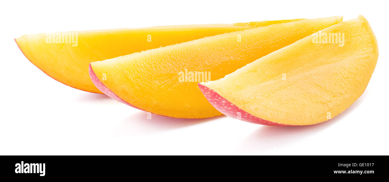 Mango slices. Isolated on a white background. Stock Photo