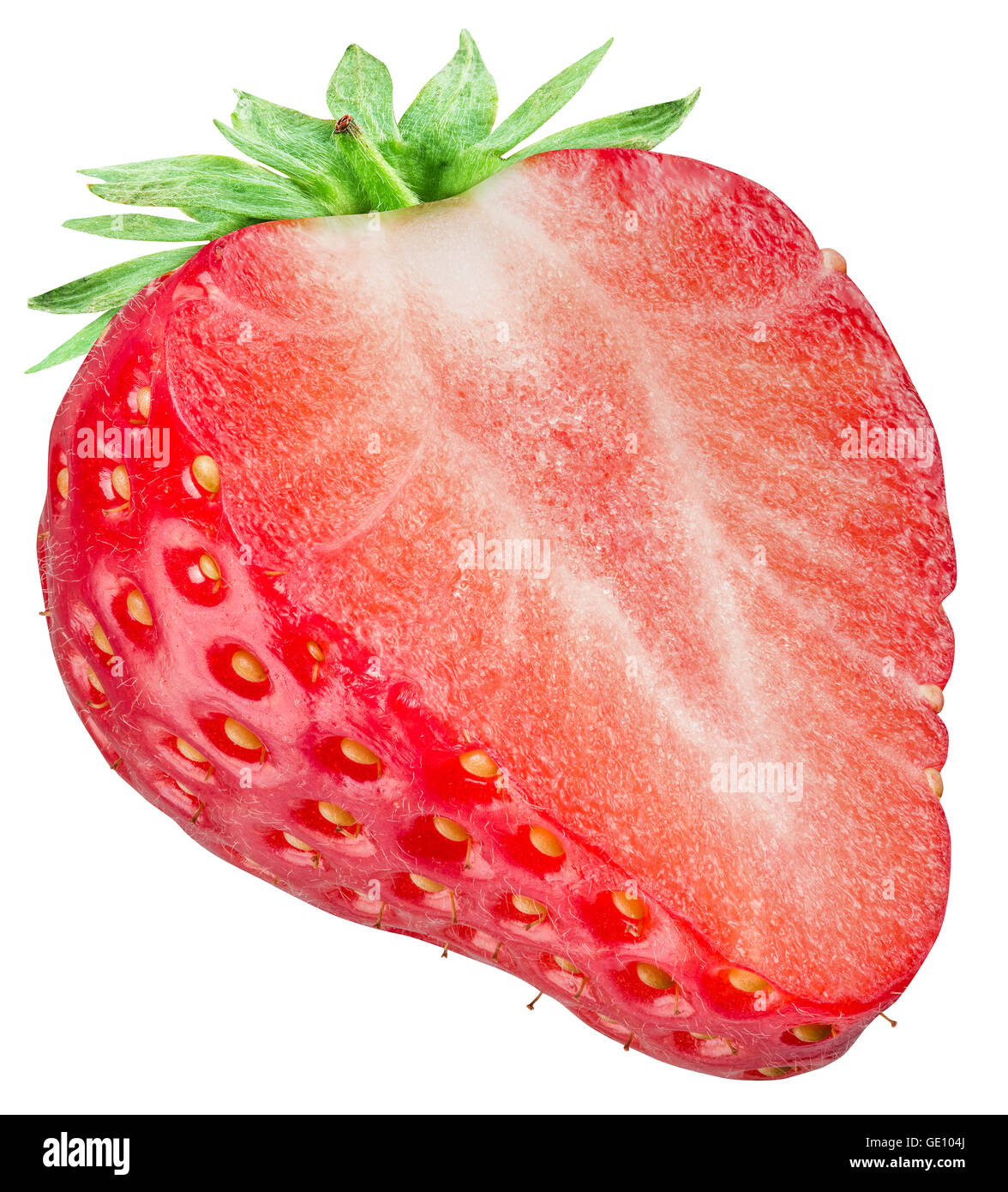 One half of strawberry on the white background.File contains clipping paths. Stock Photo