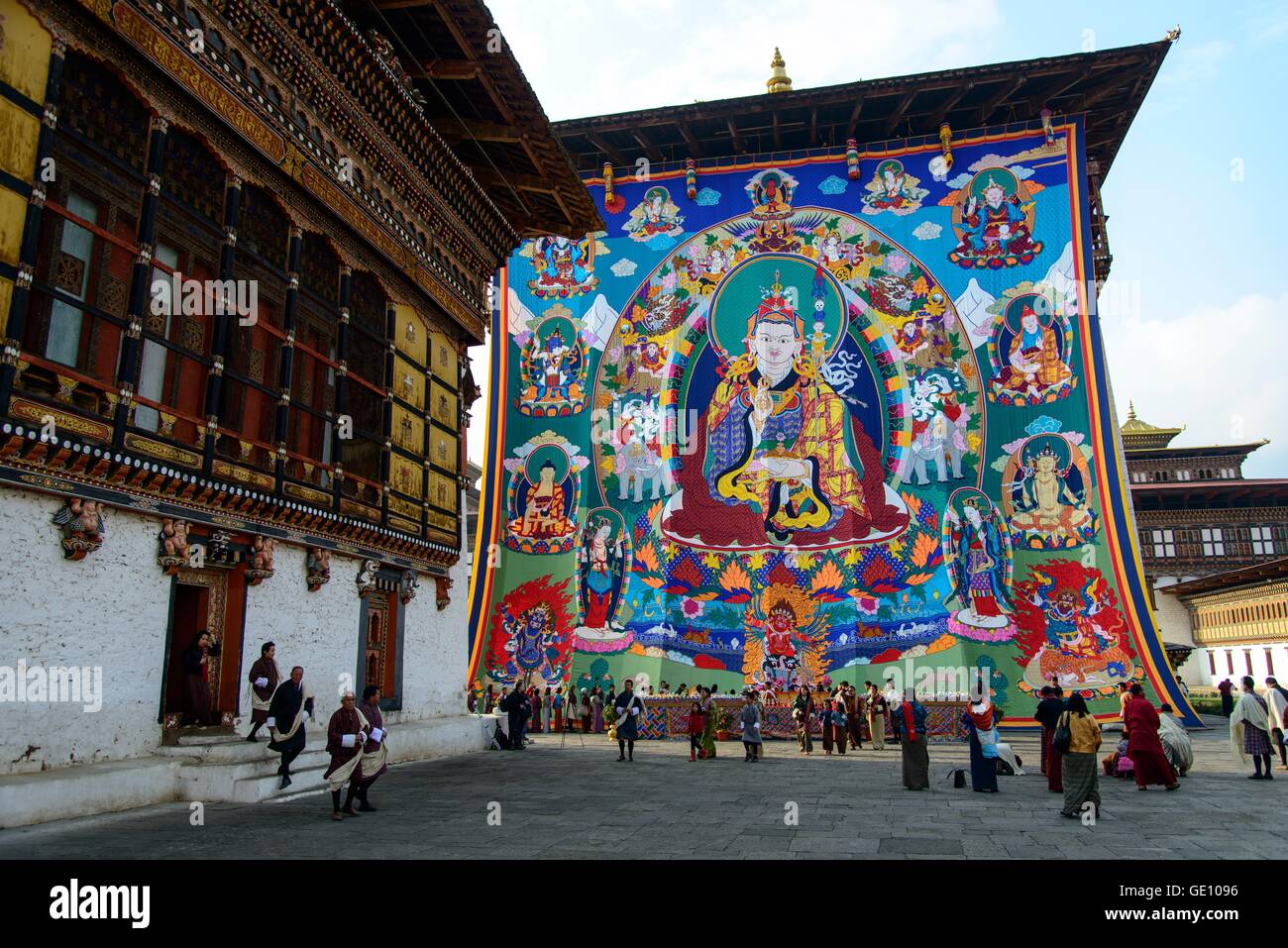 geography / travel, Bhutan, Thimpu, highlight of the Thimpu Tesechu is the enrolling of the huge chart, Additional-Rights-Clearance-Info-Not-Available Stock Photo
