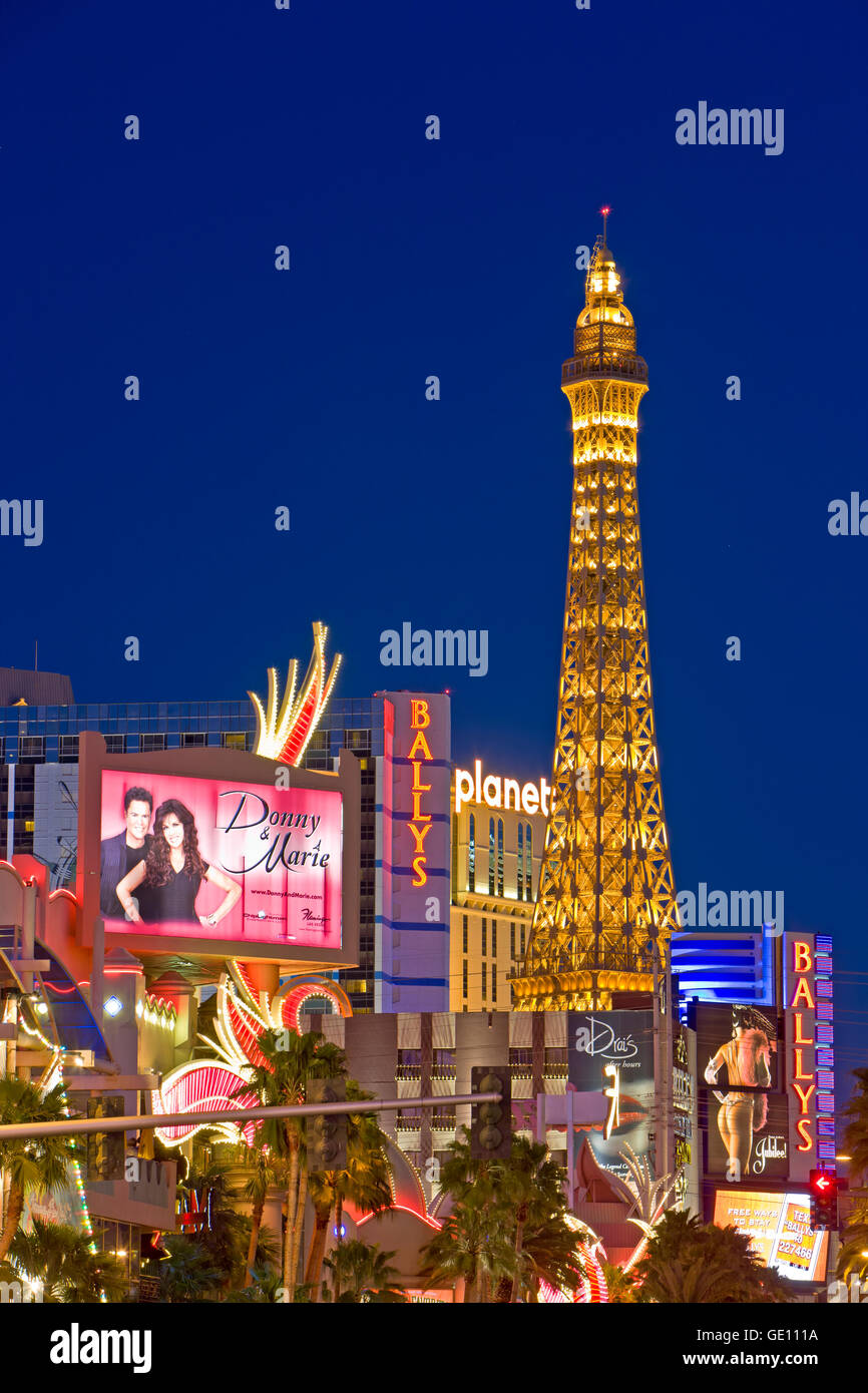 Glowing people mover and porte-cochere at Bally's, Las Vegas, Nevada