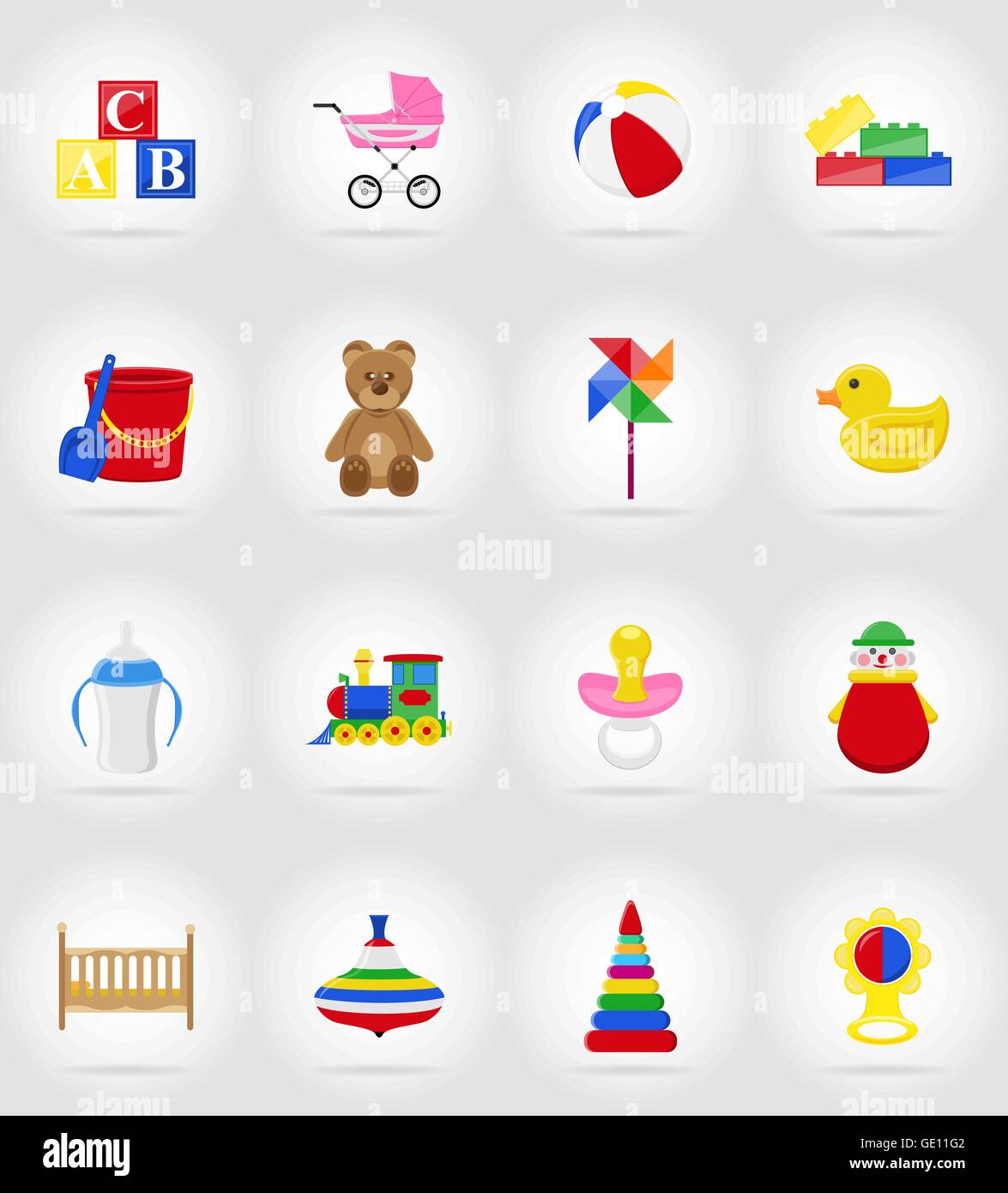 baby toys and accessories flat icons vector illustration isolated on ...