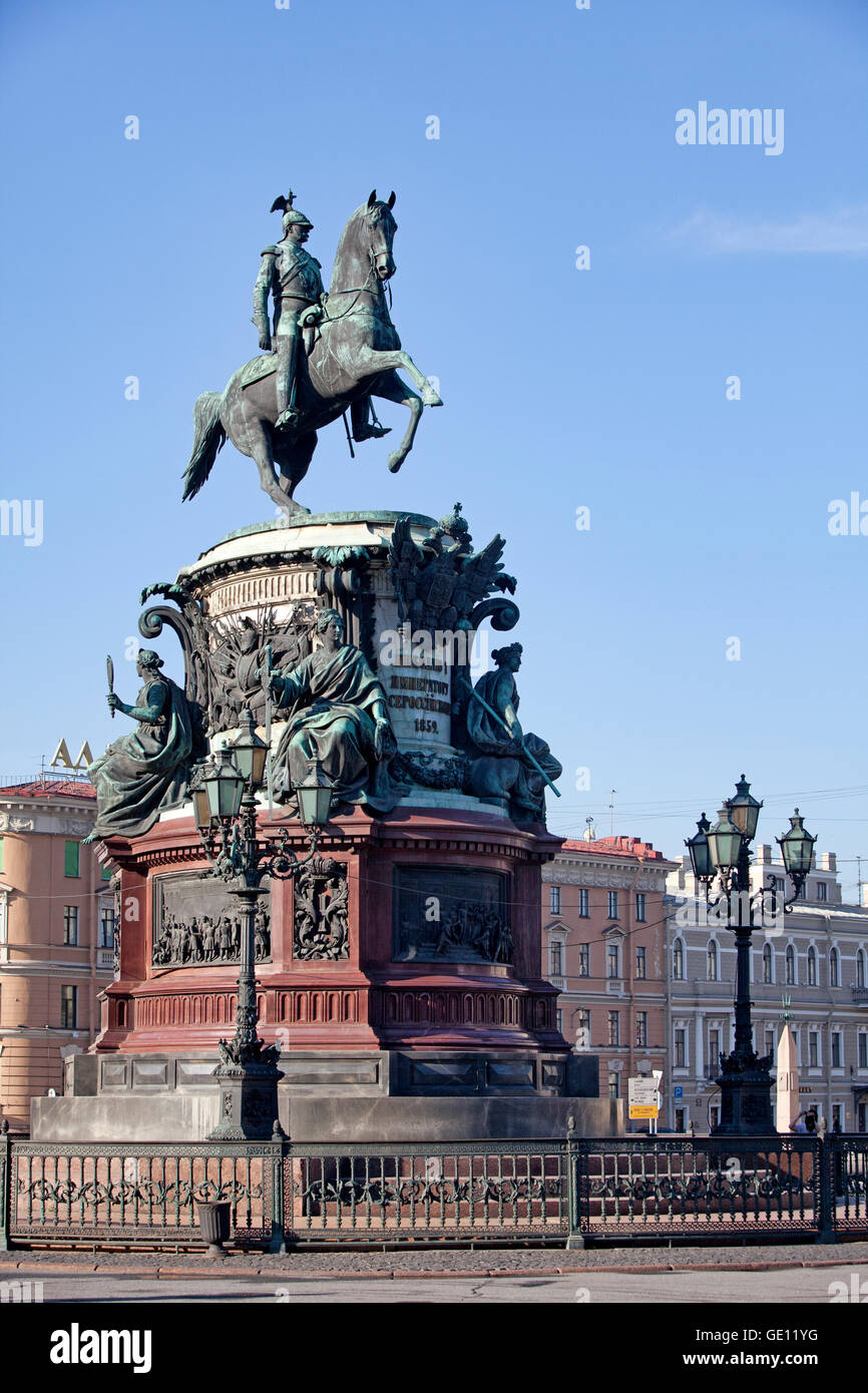 geography / travel, Russia, Monument to russian emperor Nicholas I in St. Petersburg., Additional-Rights-Clearance-Info-Not-Available Stock Photo