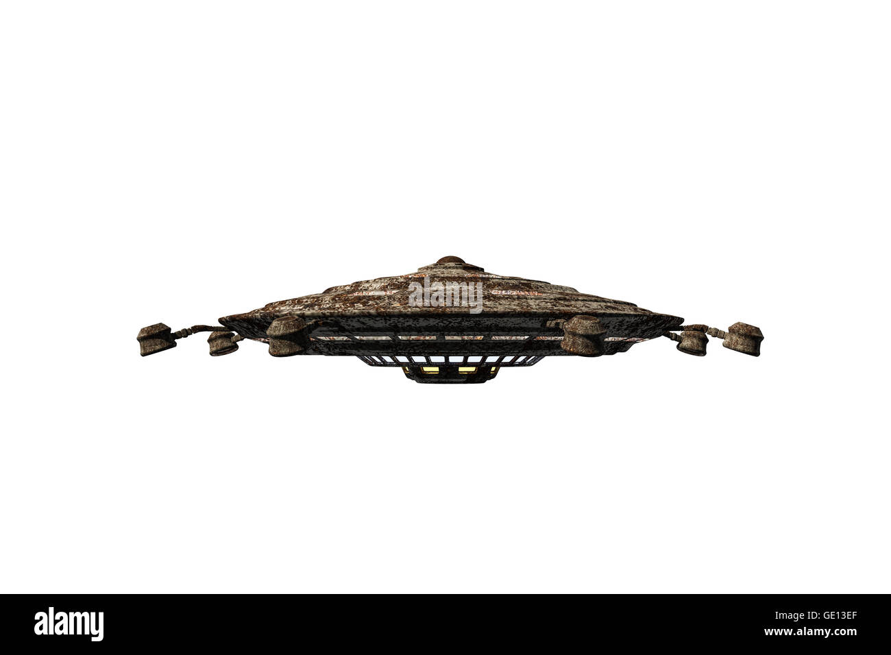 3d illustration of a rusty spaceship isolated on white background Stock Photo