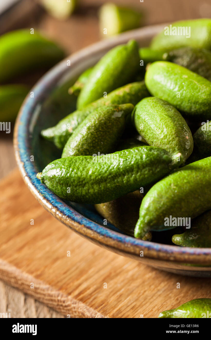Raw Organic Green Finger Limes Ready for Eating Stock Photo Alamy