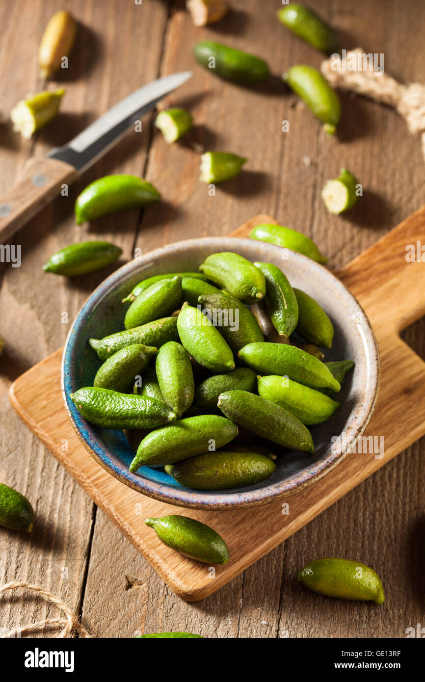 Raw Organic Green Finger Limes Ready for Eating Stock Photo Alamy