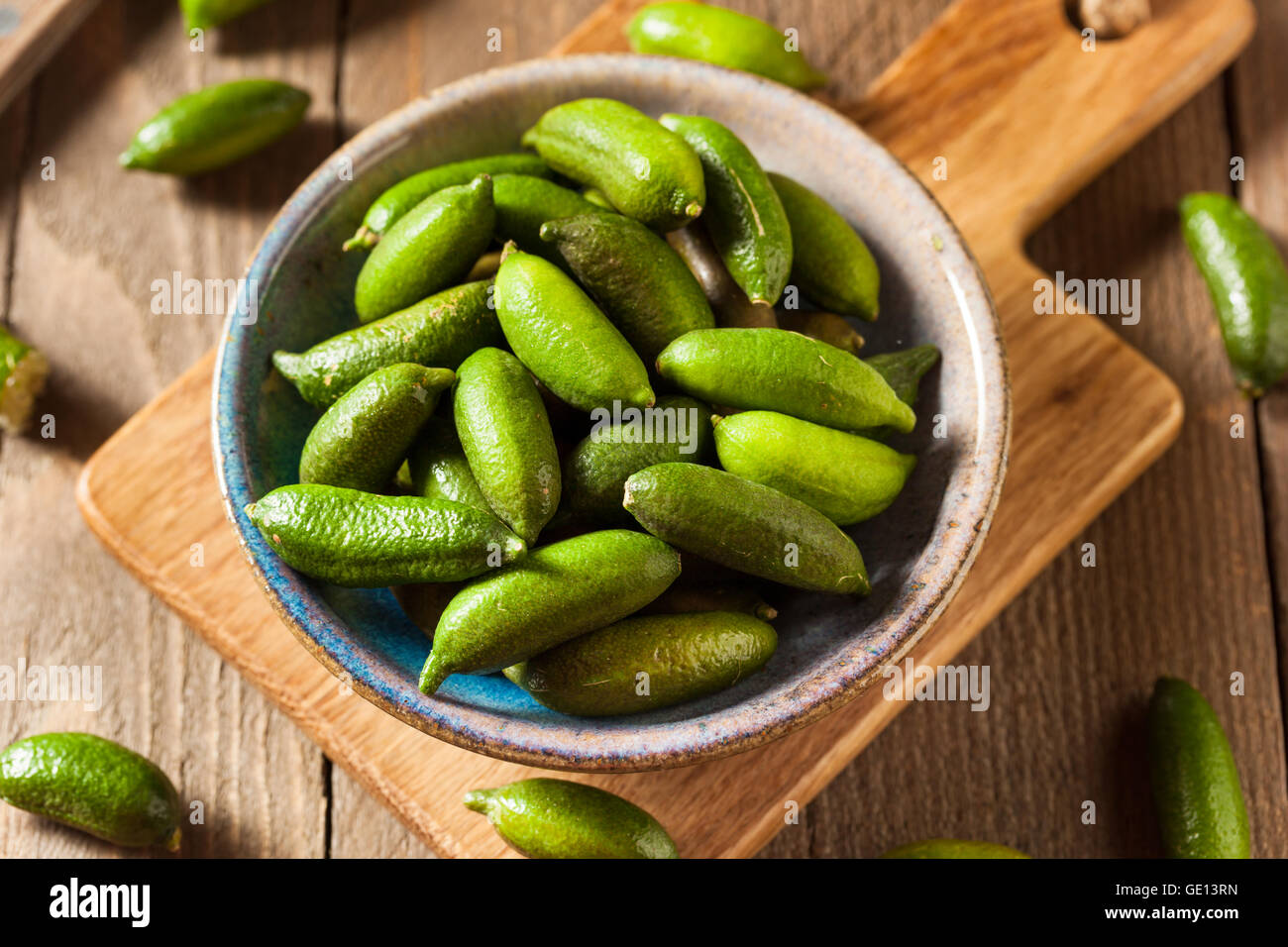 Raw Organic Green Finger Limes Ready for Eating Stock Photo Alamy