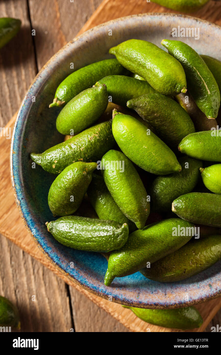 Raw Organic Green Finger Limes Ready for Eating Stock Photo Alamy