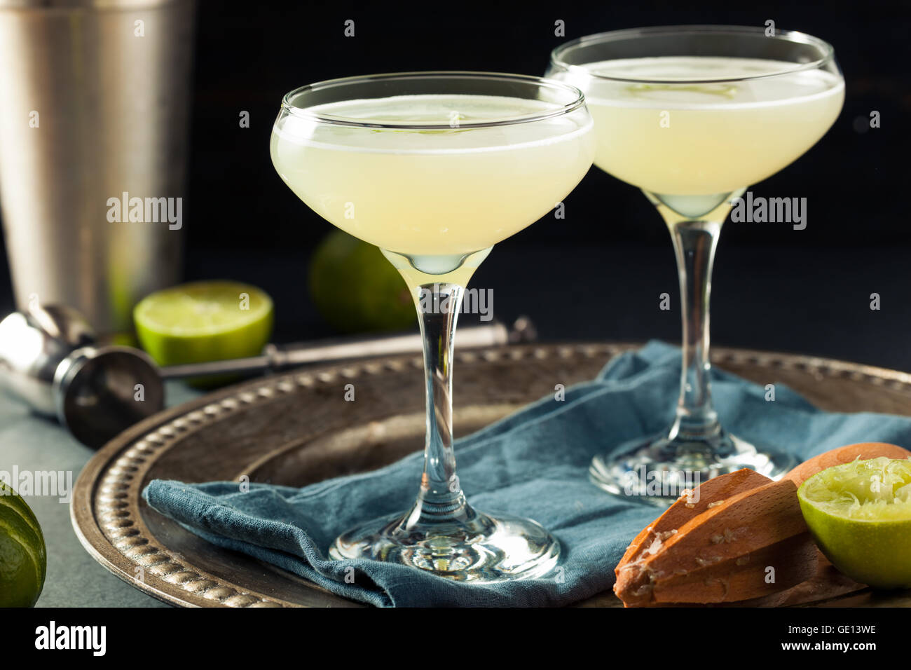 Alcoholic Lime and Gin Gimlet with a Garnish Stock Photo Alamy