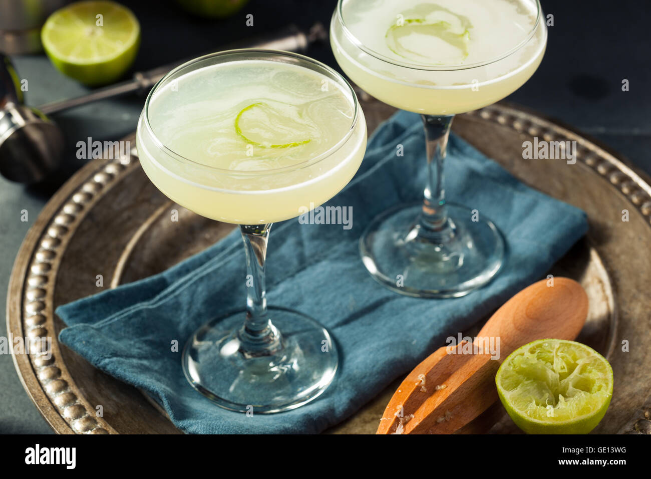 Alcoholic Lime and Gin Gimlet with a Garnish Stock Photo Alamy