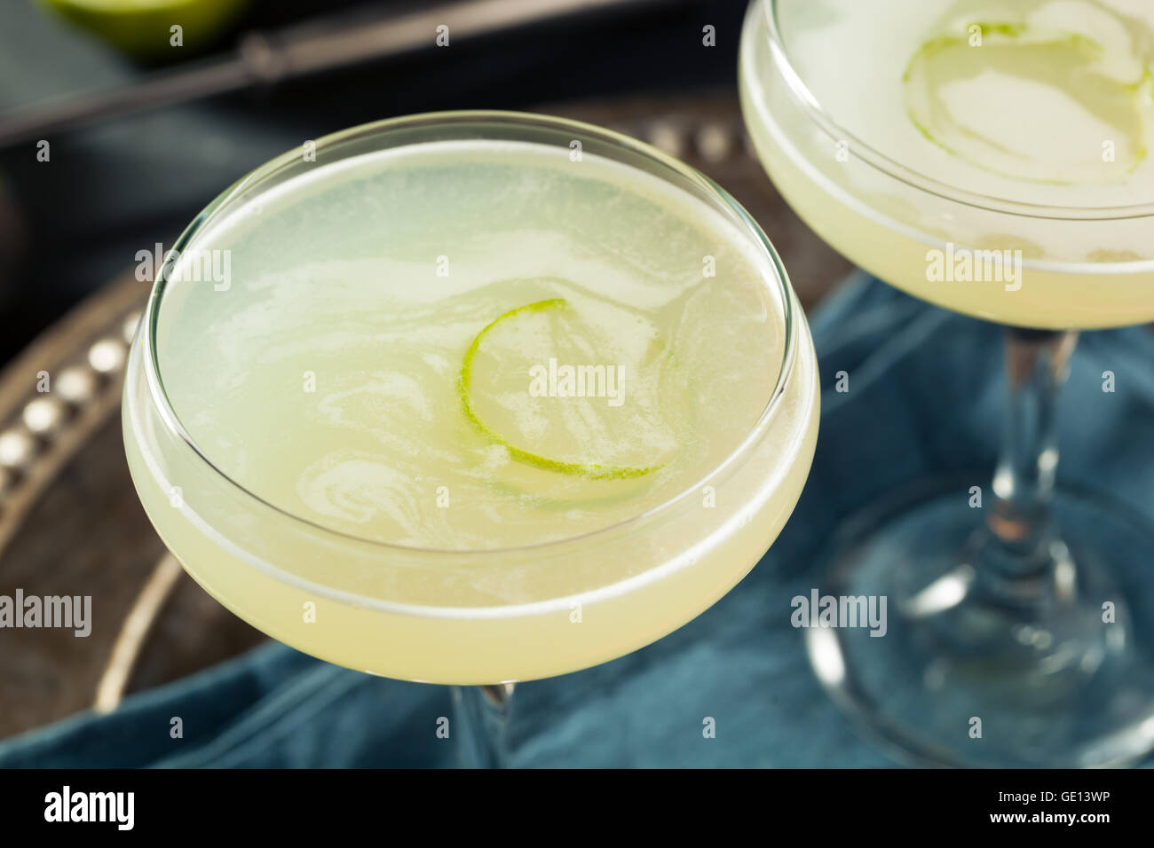 Alcoholic Lime and Gin Gimlet with a Garnish Stock Photo Alamy