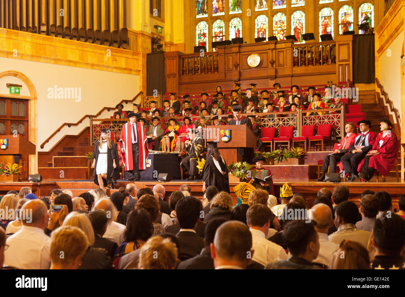 Graduation Day UK; the Graduation ceremony, the Great Hall, University of Birmingham, Birmingham, England UK Stock Photo