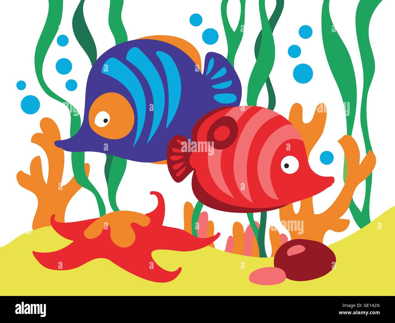 Two cute cartoon fishes under the sea Stock Vector Image & Art - Alamy