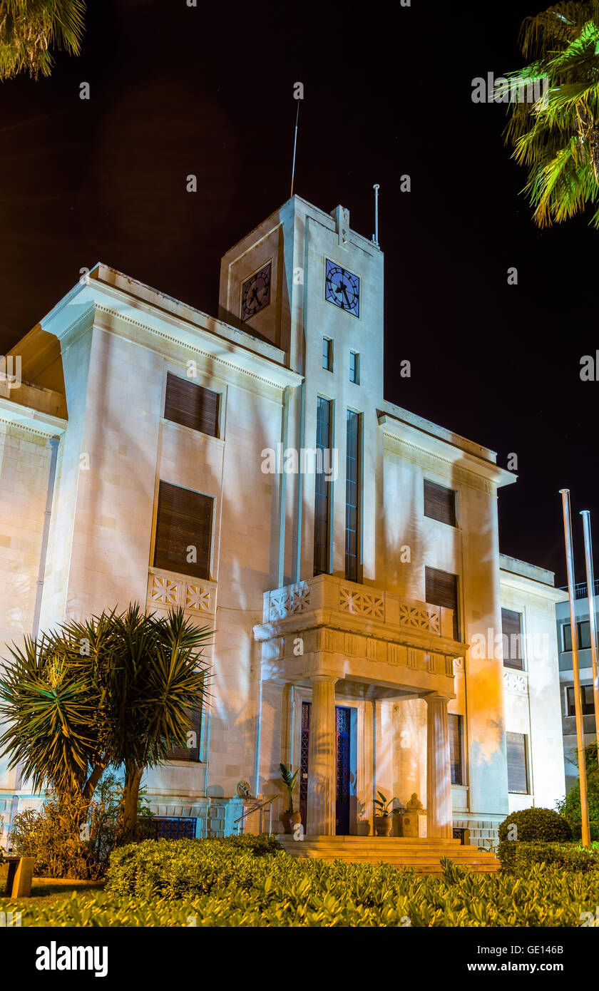 Night view of Limassol city hall - Cyprus Stock Photo