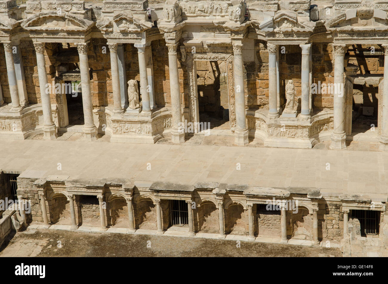 ancient ruins of theater Hierapolis in Anatolian region of Turkey Stock Photo