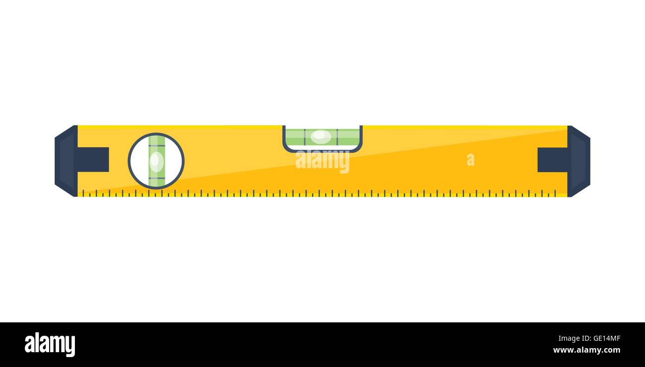 Bubble level tool in a flat style. Ruler. Building and engineering equipment. Measure. Vector illustration. Stock Vector