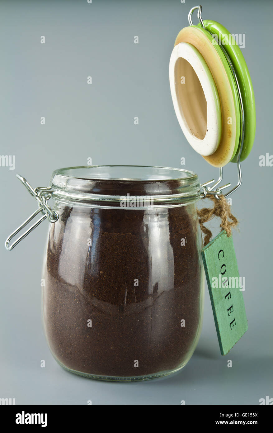 Jar for storage of ground coffee Stock Photo Alamy