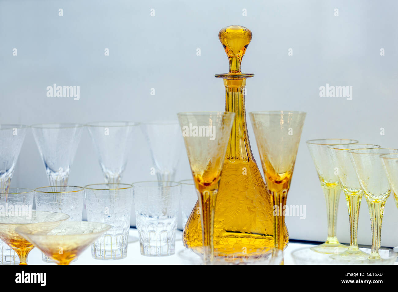 Bohemia crystal glass, Moser glassworks, Karlovy Vary Czech Republic Glassware Stock Photo