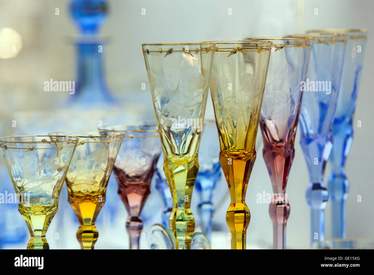 Moser glassworks Karlovy Vary Bohemia crystal glass Czech Republic Glassware Stock Photo