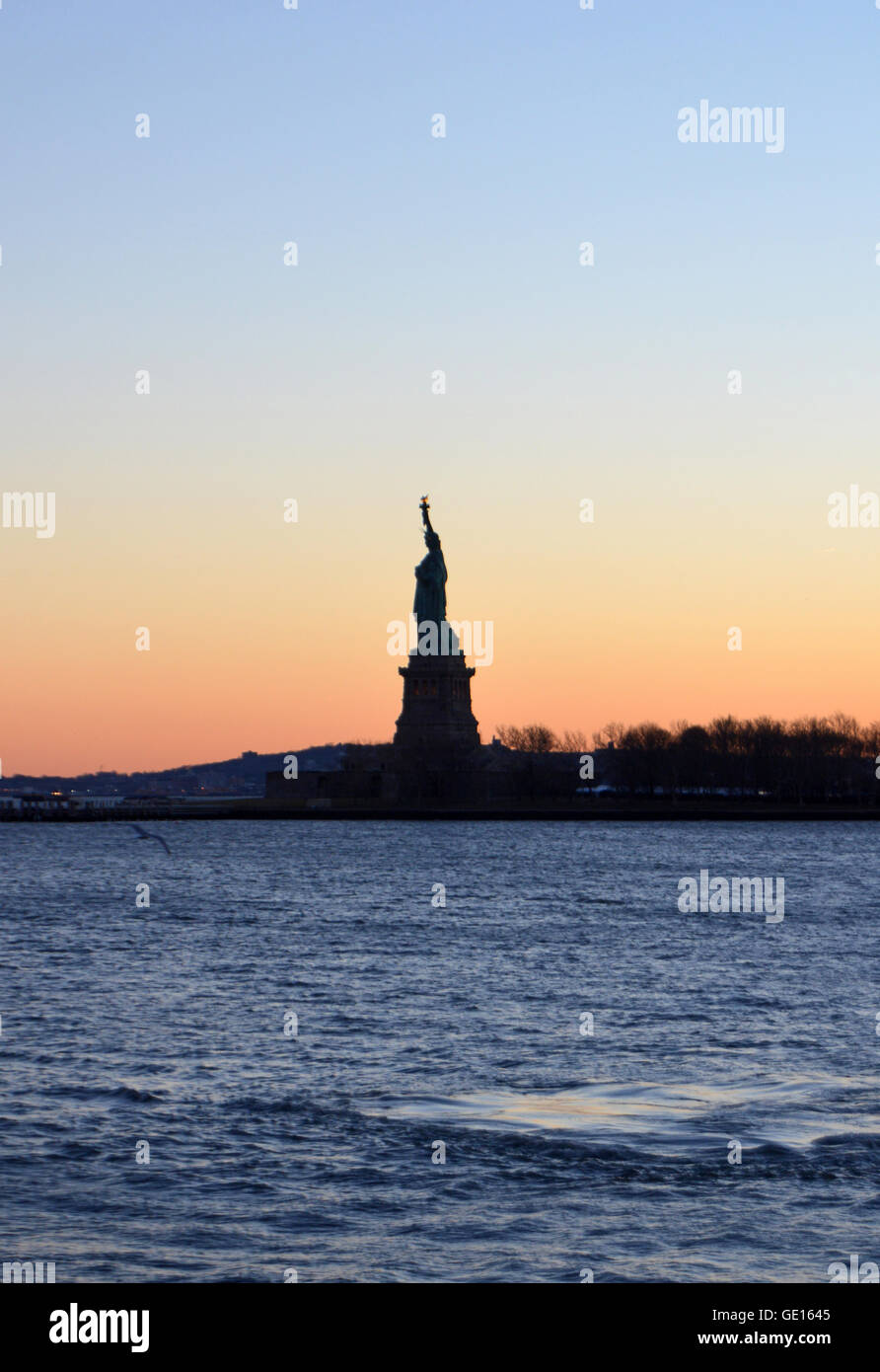 Statue of Liberty at dusk, New York Stock Photo