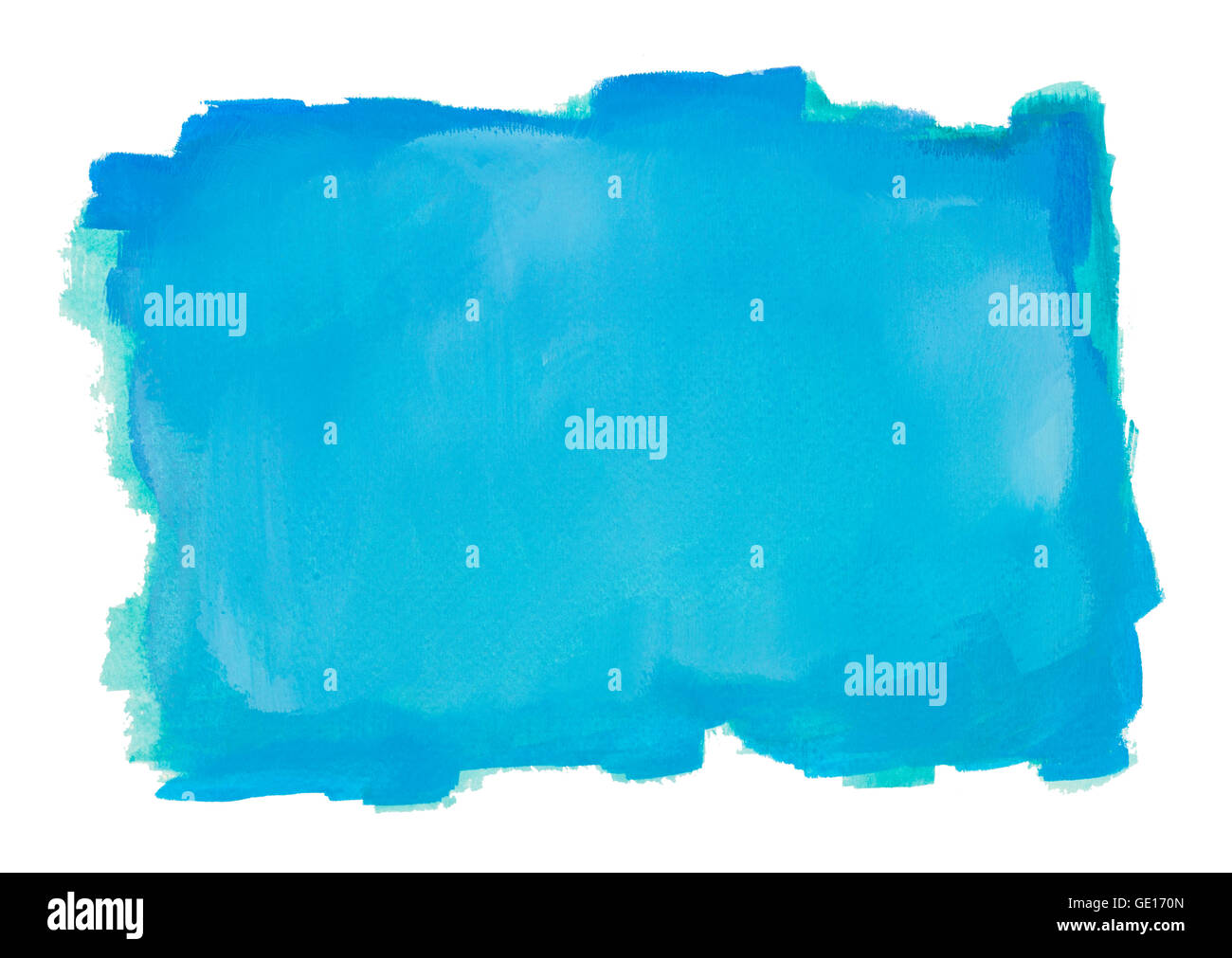 Blue Water Color Background With Copy Space Isolated on White. Stock Photo