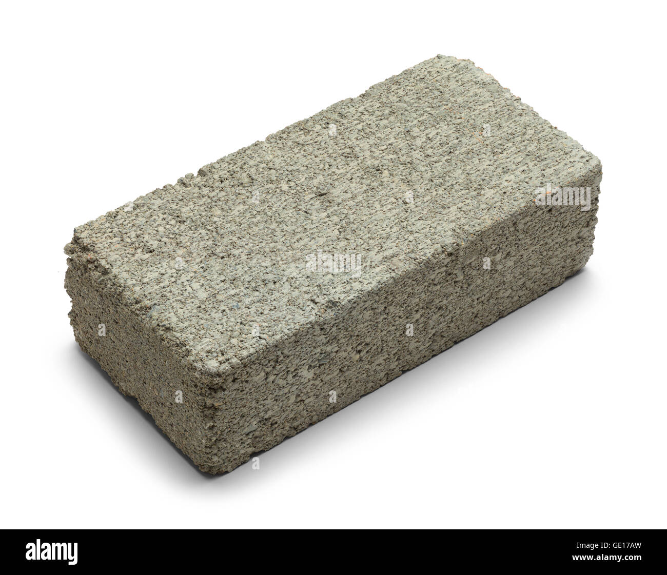 Single Gray Concrete Brick Isolated on White Background. Stock Photo
