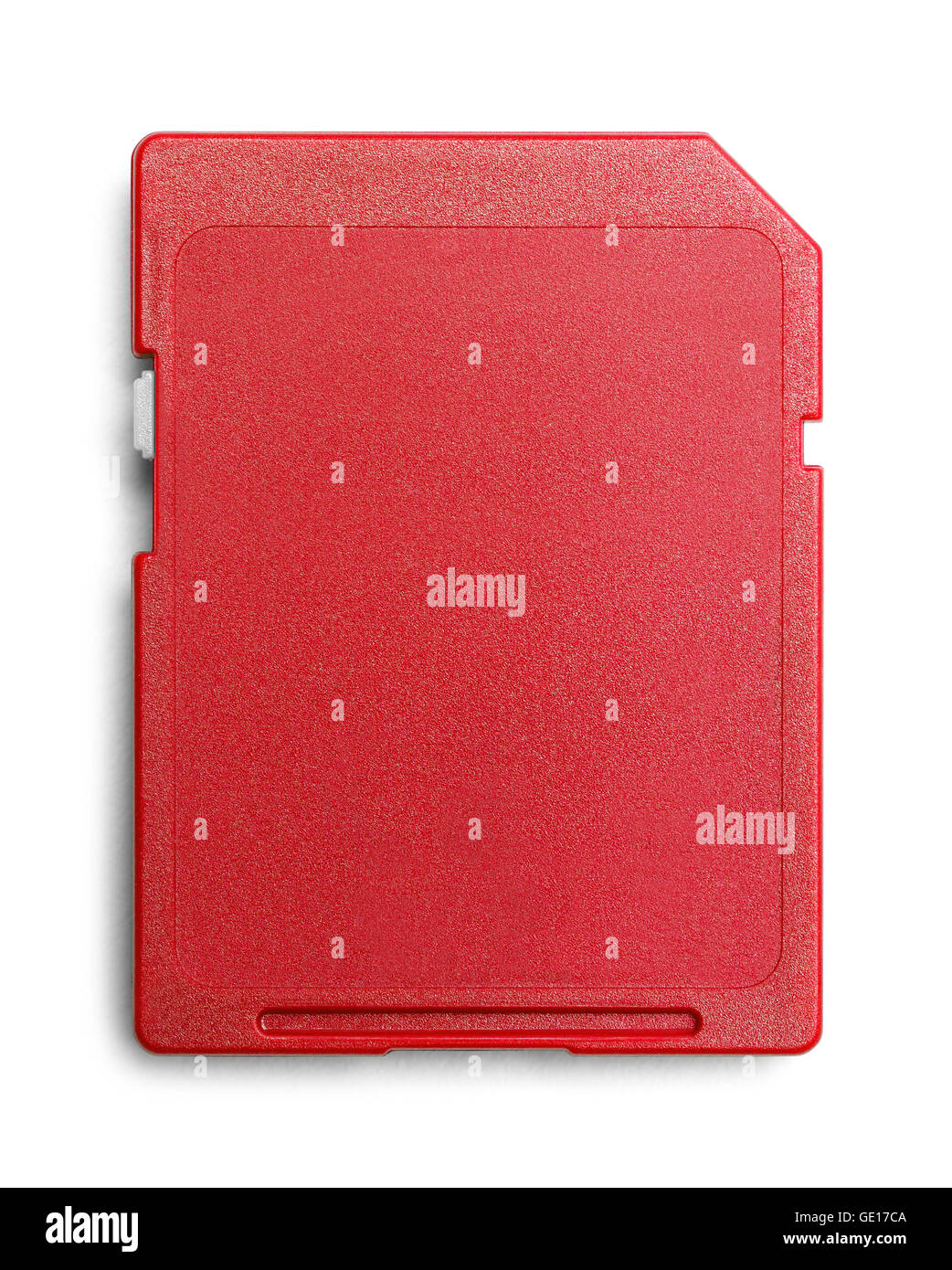 Red Computer Memory Card with Copy Space Isolated. Stock Photo