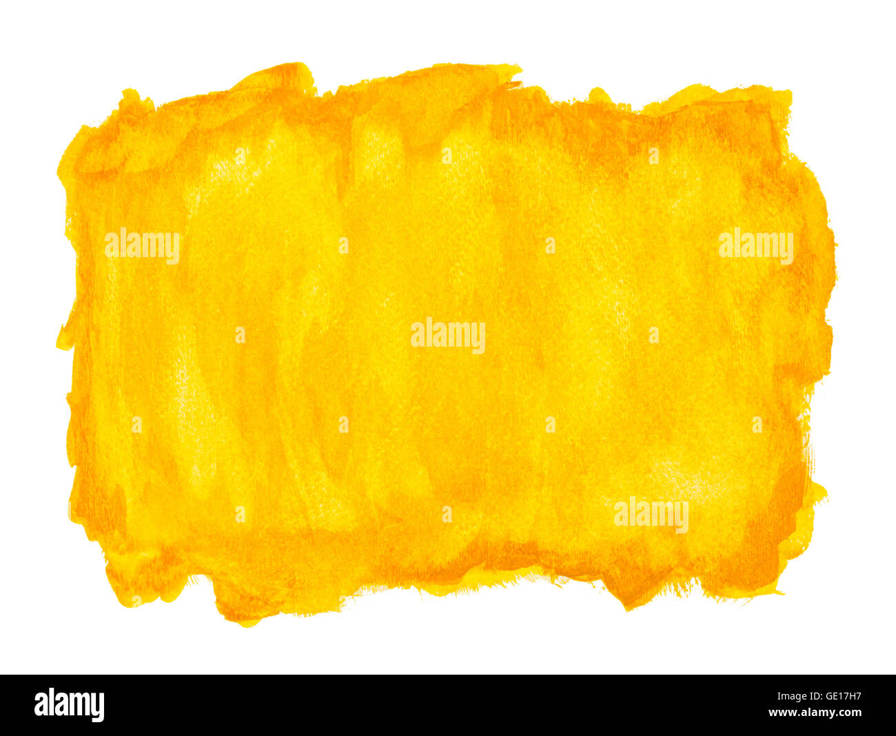 Yellow Watercolor Background with Copy Space Isolated on White. Stock Photo