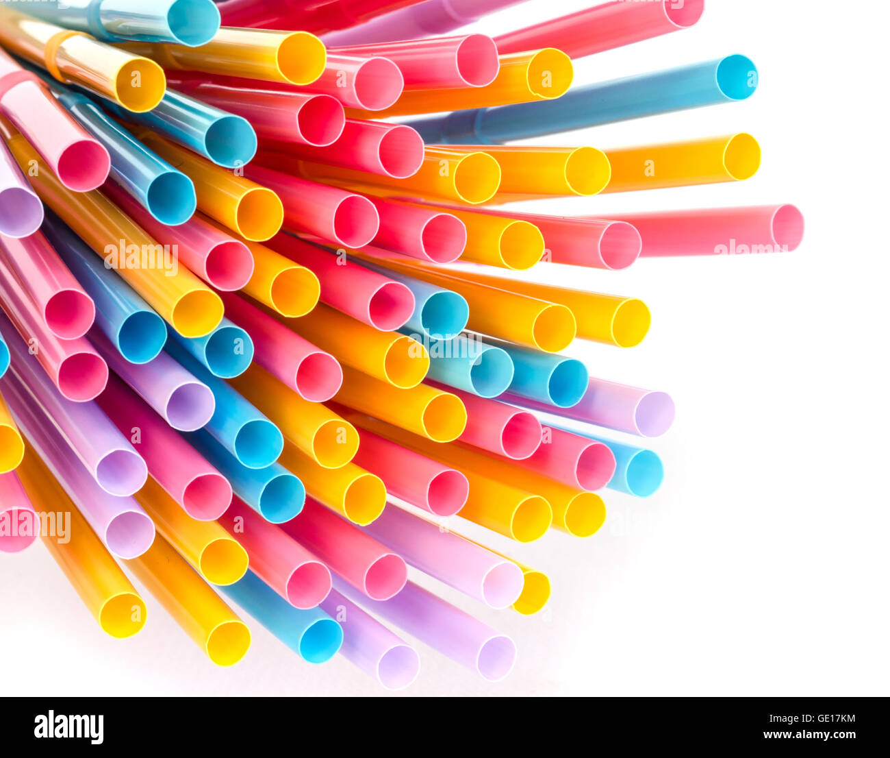 Colorful drinking straws on white background Stock Photo - Alamy