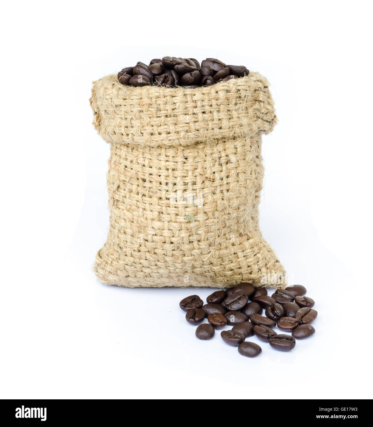 roasted coffee beans in a sack isolated on white background Stock Photo ...