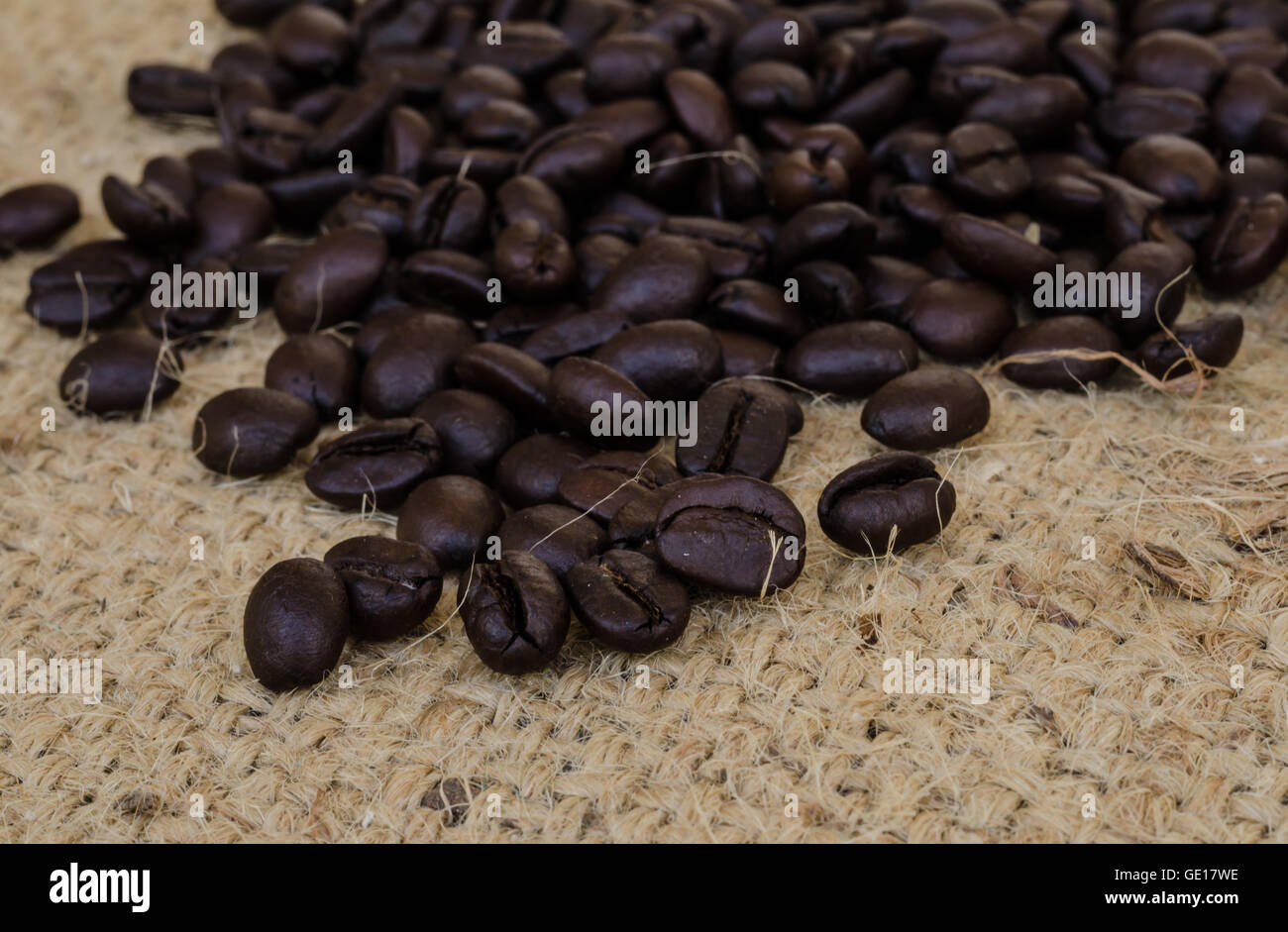 coffee beans in on a sack isolated on white background Stock Photo - Alamy