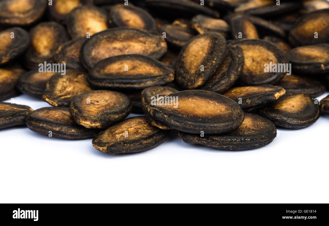 roasted watermelon seed , Food Snack on white background Stock Photo