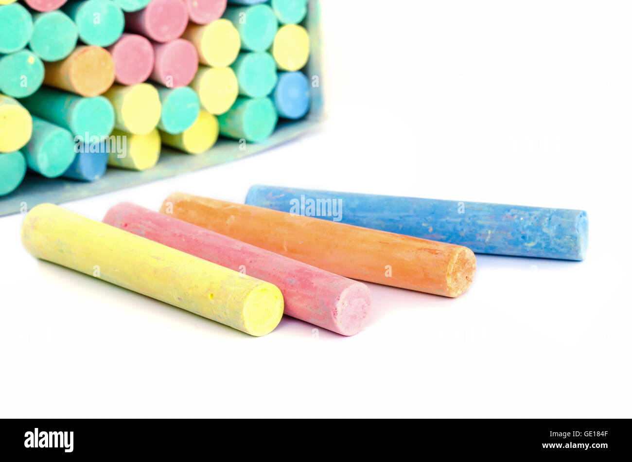 Colorful chalk isolated on white background Stock Photo Alamy