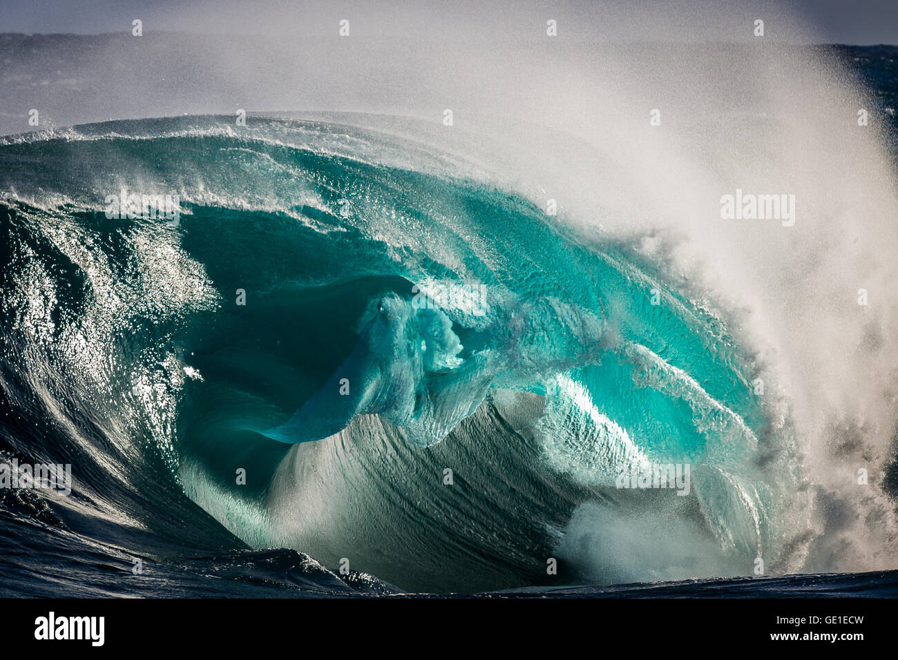 Wave breaking onto shallow reef, Kiama, Australia Stock Photo