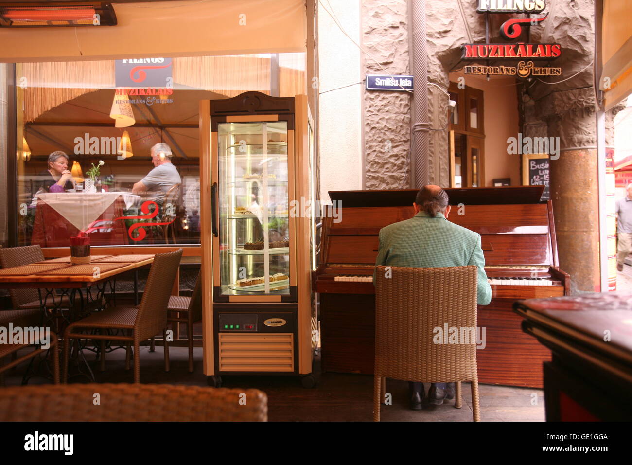 a restaurant in the old town in the city of riga in latvia in the baltic region in europe. Stock Photo