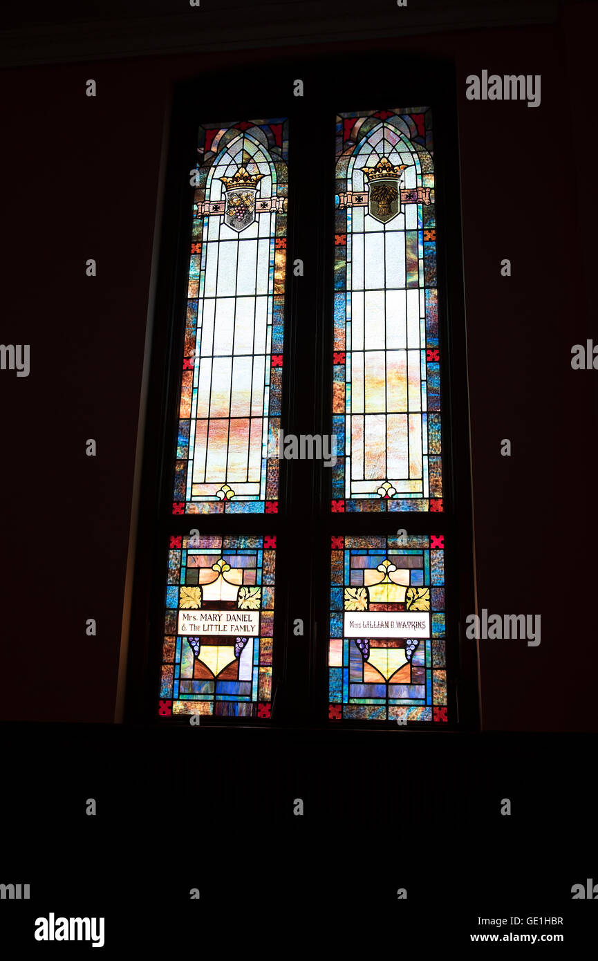 Window in the Ebenezer Church where Martin Luther King Jr was the pastor in Atlanta is the capital of the state of Georgia Stock Photo