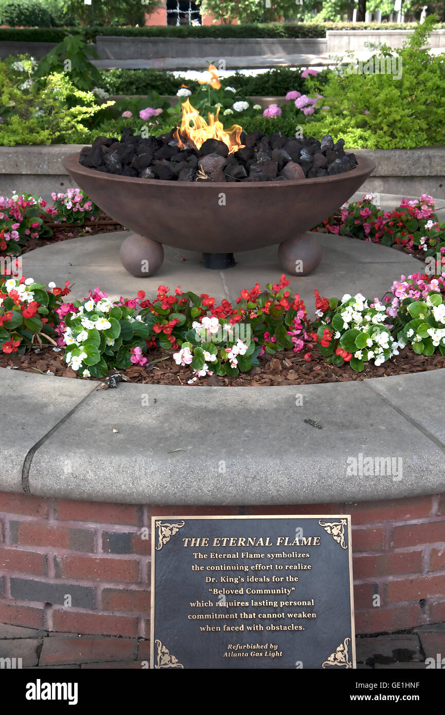 The Eternal Flame at the Memorial Centre to Martin Luther King Jr in Atlanta Georgia Stock Photo
