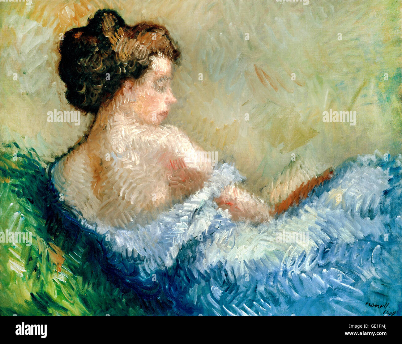 Isidre Nonell, Figure Crouching 1908 Oil on canvas. Museu Nacional d'Art de Catalunya, Barcelona, Spain. Stock Photo